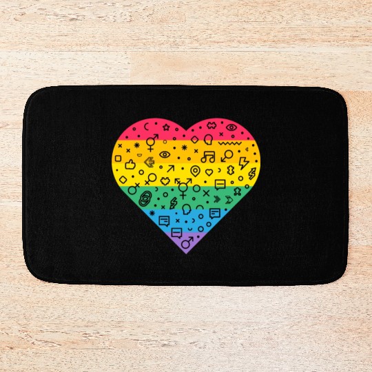 Rainbow Heart Bath Mats