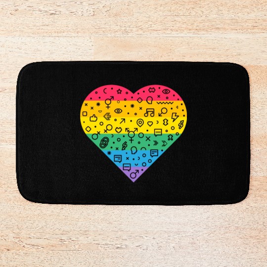 Rainbow Heart Bath Mats