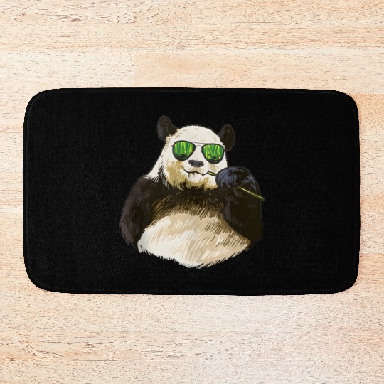 Chilling Panda Eating Bamboo Bear Bath Mats