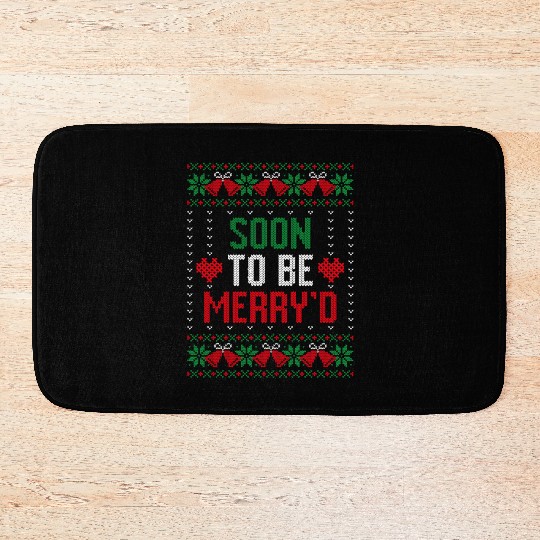 Soon to be Married Merry'd Xmas Bride and Groom Bath Mats