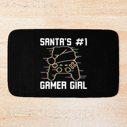 Santa's Number 1 Gamer Girl Christmas Gambling Bath Mats