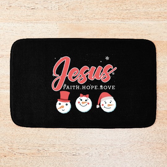 Jesus Snowmen Funny Christmas Time Snow Bath Mats