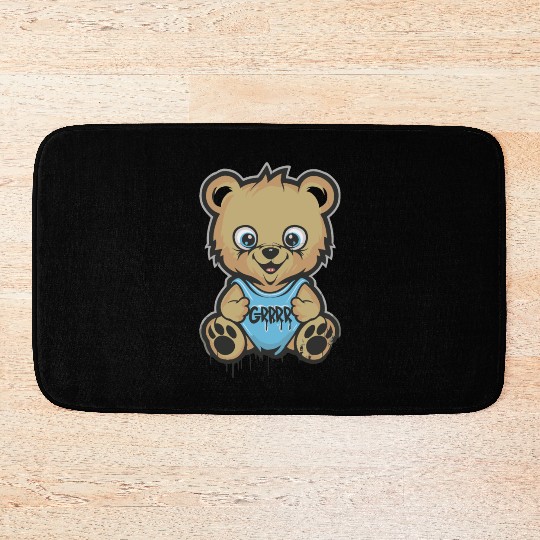 Grrrr cute cartoon baby bear cub Bath Mats