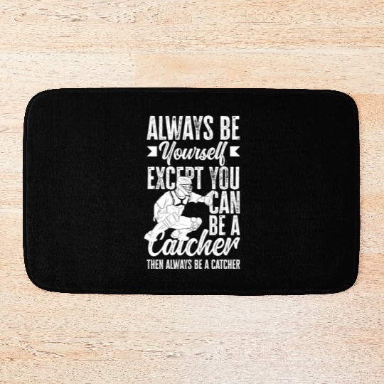 Funny Baseball Catcher Gift Bath Mats