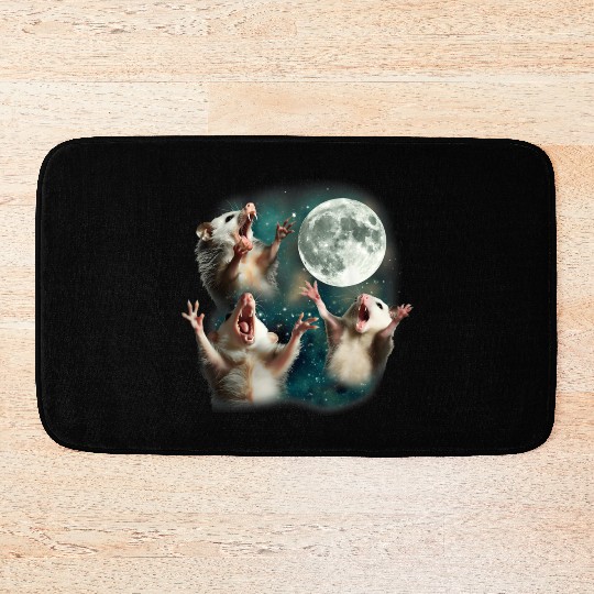 Three Possum Moon 3 Opossum Funny Weird Cursed Mem Bath Mats