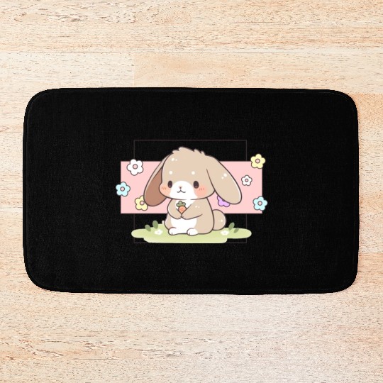 Kawaii Bunny Pastel Sweet Chibi Bunny Cute Aesthet Bath Mats