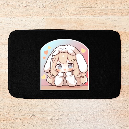 Kawaii Bunny Chibi Girl Sweet Decora Pastel Cute A Bath Mats
