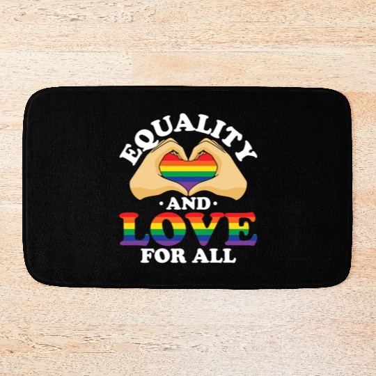 Equality and Love For All Heart Rainbow LGBTQ Bath Mats