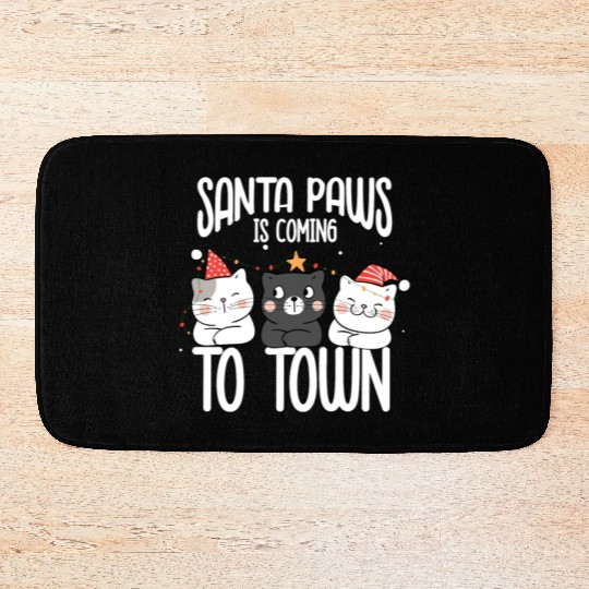 Santa paws is coming to town Bath Mats