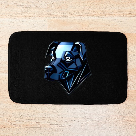 Dog Doberman Pinscher - Blue Polygons Bath Mats
