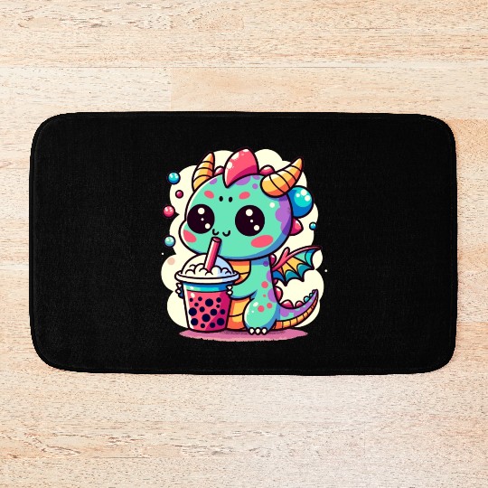 Boba Tea Dragon Kawaii Bath Mats