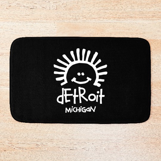 Detroit Michigan Sun Smiley Face Souvenirs Gifts Bath Mats