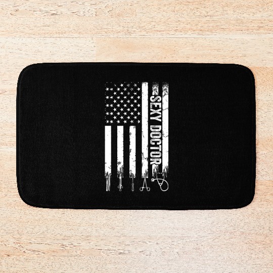 Sexy Doctor US Flag Emergency Doctor Bath Mats