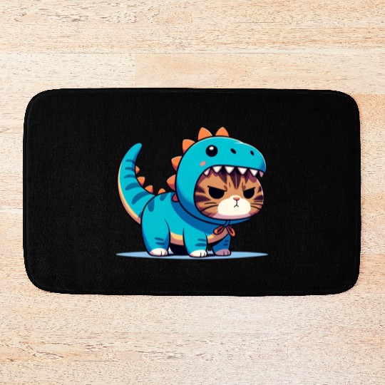 Grumpy Cat in Velociraptor Costume Bath Mats