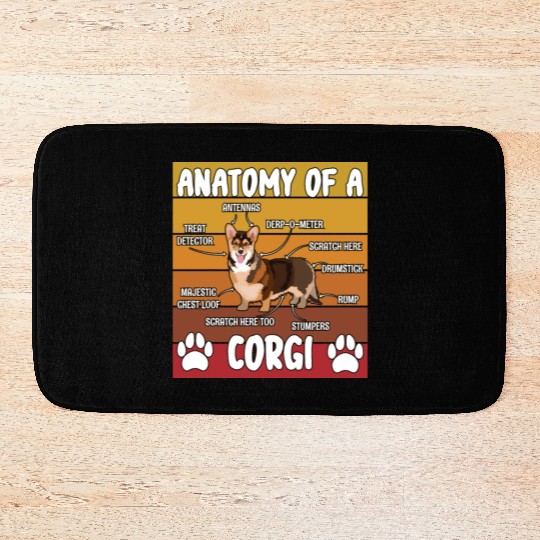 Anatomy of a Welsh Corgi Dog Pet Lover Bath Mats