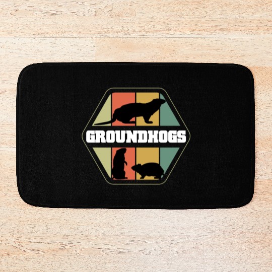 Groundhogs Silhouette Retro Vintage Groundhog Day Bath Mats