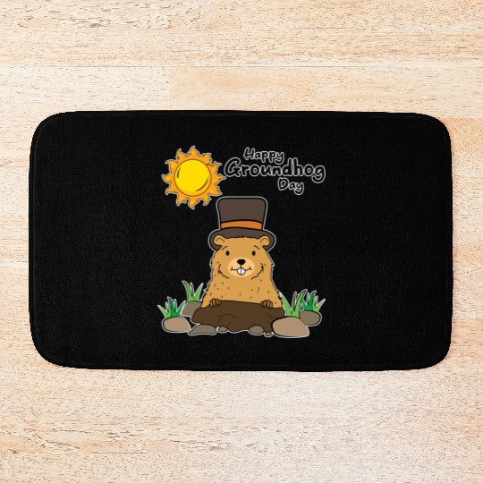 Happy Groundhog Day Animal Groundhog Spirit Rodent Bath Mats