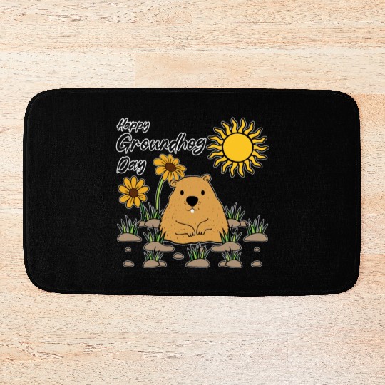 Happy Groundhog Day Animal Spirit Rodent Bath Mats