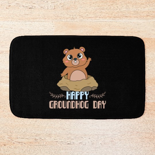 Cute Kawaii Groundhog Happy Groundhog Day Bath Mats