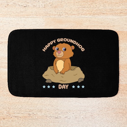 Happy Groundhog Day Cute Kawaii Groundhog Bath Mats