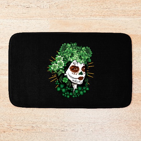 St Patrick's Day Dia De Los Muertos La Catrina Bath Mats