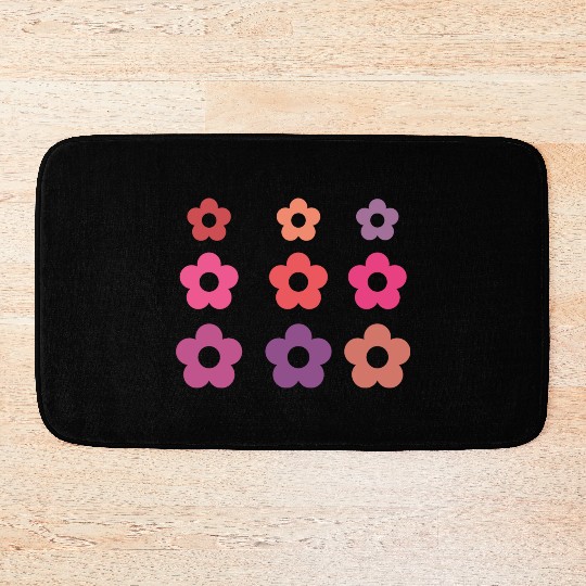 Large and small pink multi-colored flowers Bath Mats