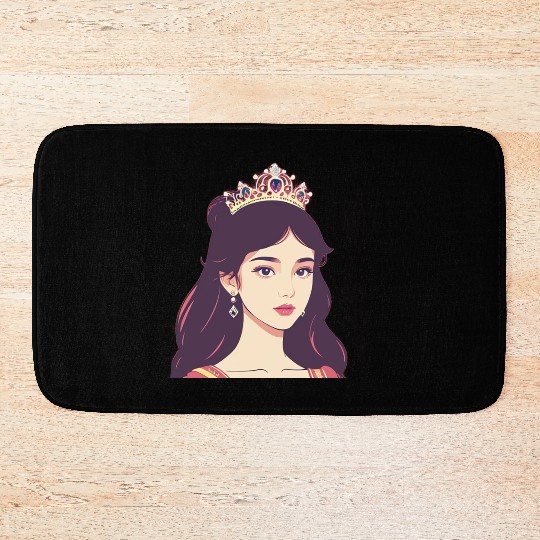 Lovely Young Princess with a Pink Crown Bath Mats