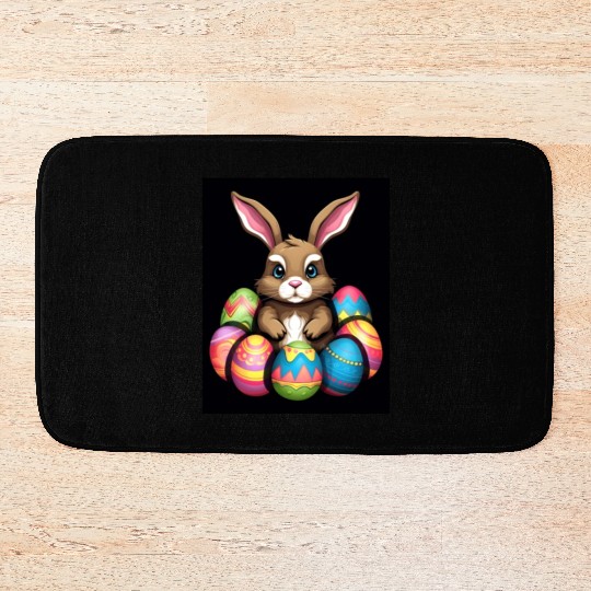 Easter Bunny Rabbit Colorful Eggs Easter Egg Hunt Bath Mats