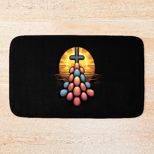 Christian Easter Day Cross Easter Egg Hunt Bath Mats