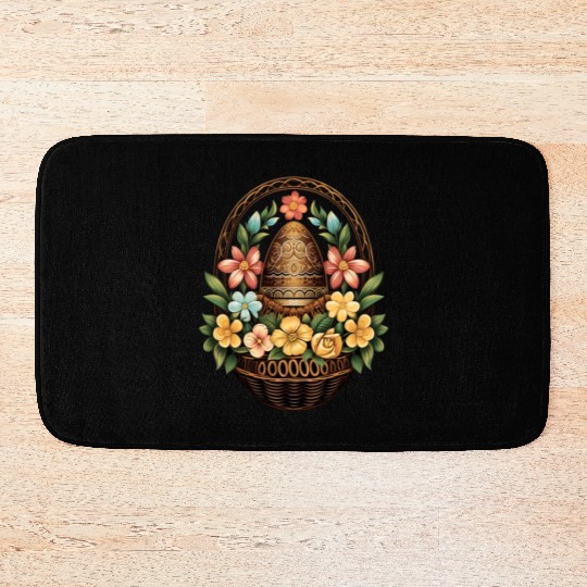 Easter Day Easter Egg Basket Mandala Art Egg Hunt Bath Mats