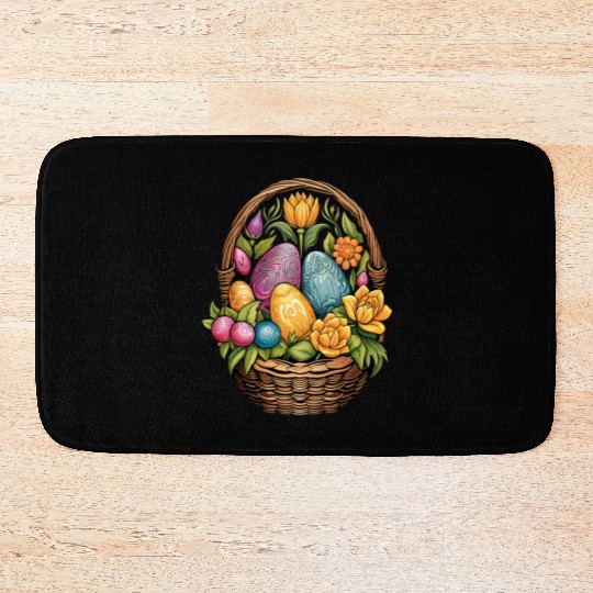 Easter Day Easter Egg Basket Mandala Art Egg Hunt Bath Mats