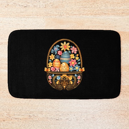Easter Day Easter Egg Basket Mandala Art Egg Hunt Bath Mats