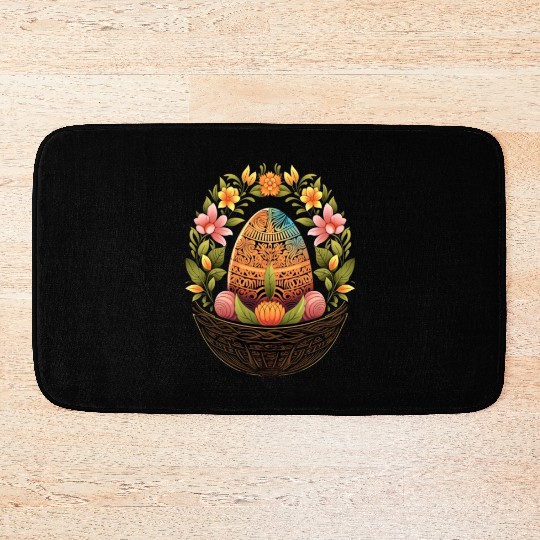Easter Day Easter Egg Basket Mandala Art Egg Hunt Bath Mats