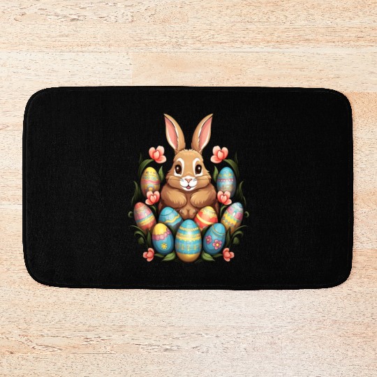 Easter Bunny Rabbit Colorful Eggs Easter Egg Hunt Bath Mats