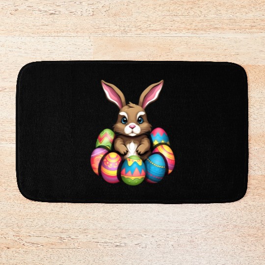 Easter Bunny Rabbit Colorful Eggs Easter Egg Hunt Bath Mats