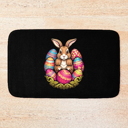 Easter Bunny Rabbit Colorful Eggs Easter Egg Hunt Bath Mats