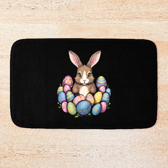 Easter Bunny Rabbit Colorful Eggs Easter Egg Hunt Bath Mats