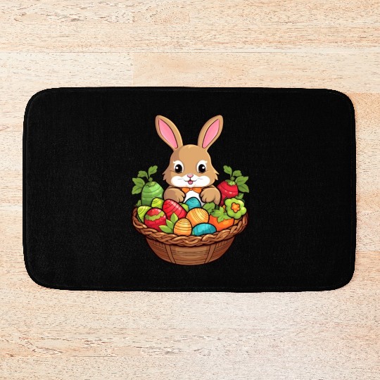 Easter Bunny Rabbit Easter Day Egg Basket Bath Mats