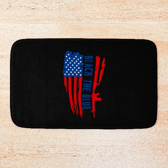 Black the blue American Oilfield USA Flag Bath Mats