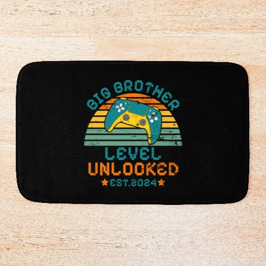 Level Unlocked Vintage Retro Gamer Big Brother Bath Mats