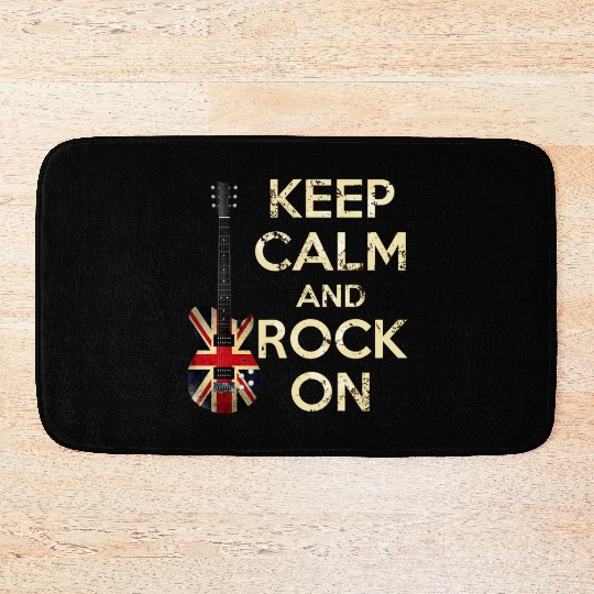 Keep Calm and Rock On Union Jack Guitar Bath Mats