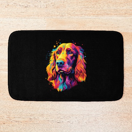 Watercolor Colorful Irish Setter Bath Mats