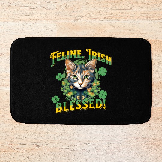 FELINE IRISH BLESSED Feline Kitty Design Bath Mats