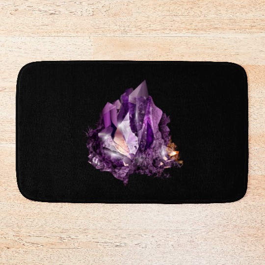 bright purple amethyst crystal motif Bath Mats
