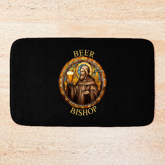 Brewed Blessings: Stained Glass Bishop Bath Mats