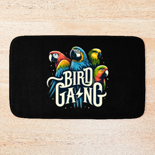Bird Gang Parrot Funny Birder Flock Owner Macaw Bath Mats