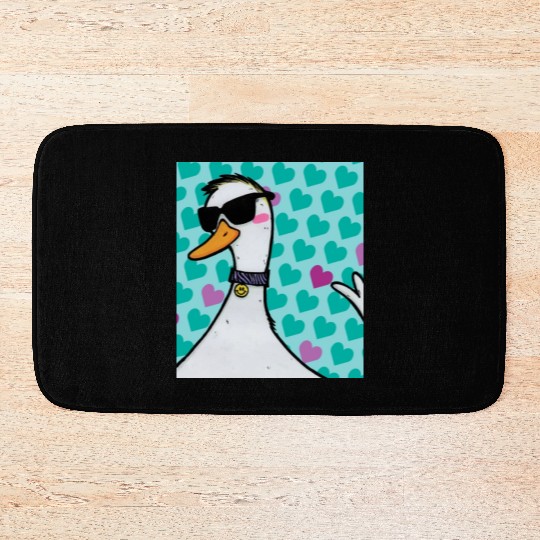 90s Raver Cartoon Duck, Party Animal, Kids Room Bath Mats