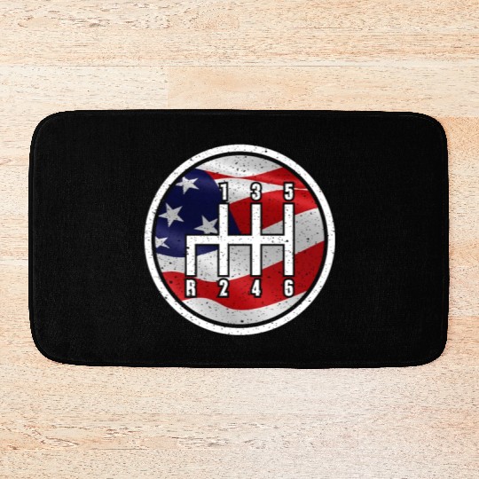 American Flag Muscle Car 6 Gears Knob Car Mechanic Bath Mats