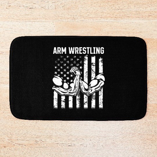 Arm Wrestler Armwrestling Arm Wrestling US Flag Bath Mats