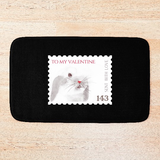 Valentine's day love letter stamp with bunny Bath Mats
